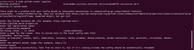 Registration of the runner in the Semgrep machine.