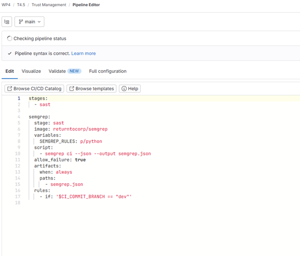 Gitlab CI/CD configuration using Semgrep.