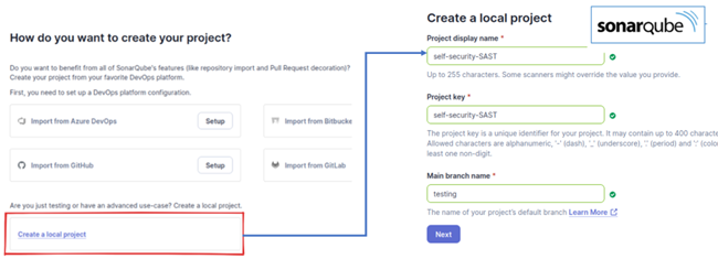 Creation of a project for a GitLab repository in SonarQube.