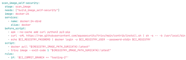 Trivy inclusion in GitLab CI/CD.